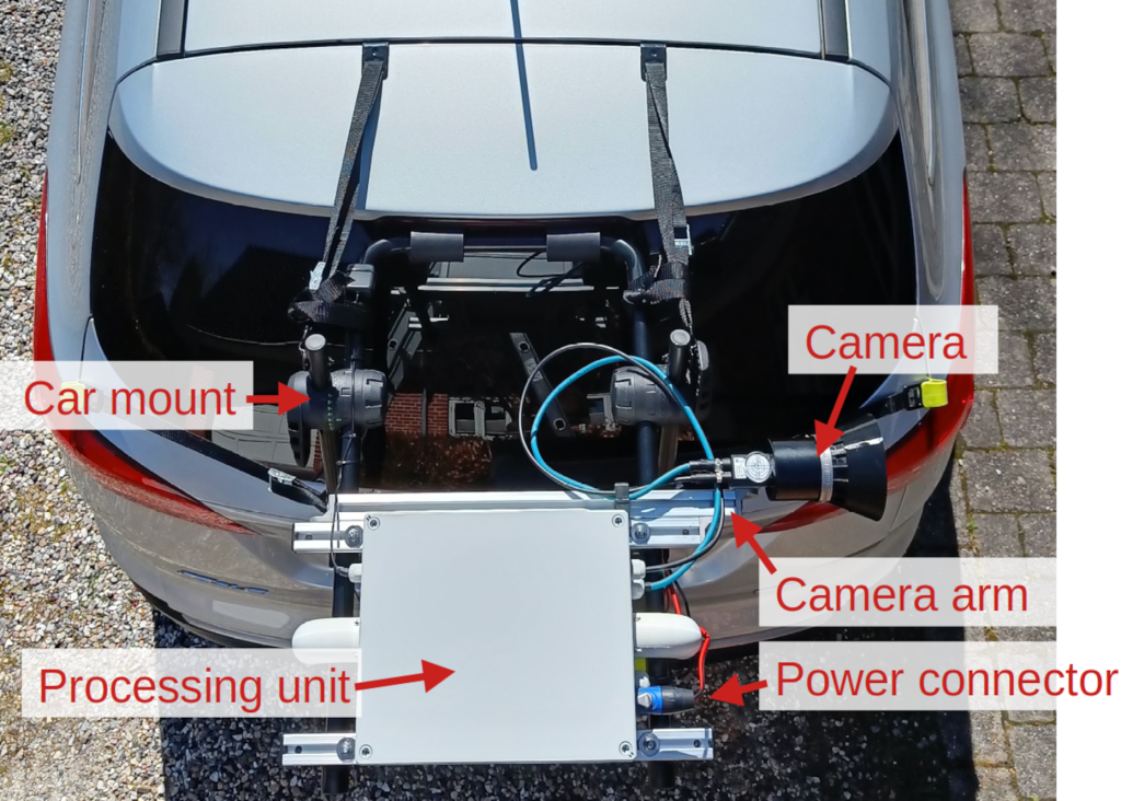 Top view of CamAlien mounted on the rear of a car