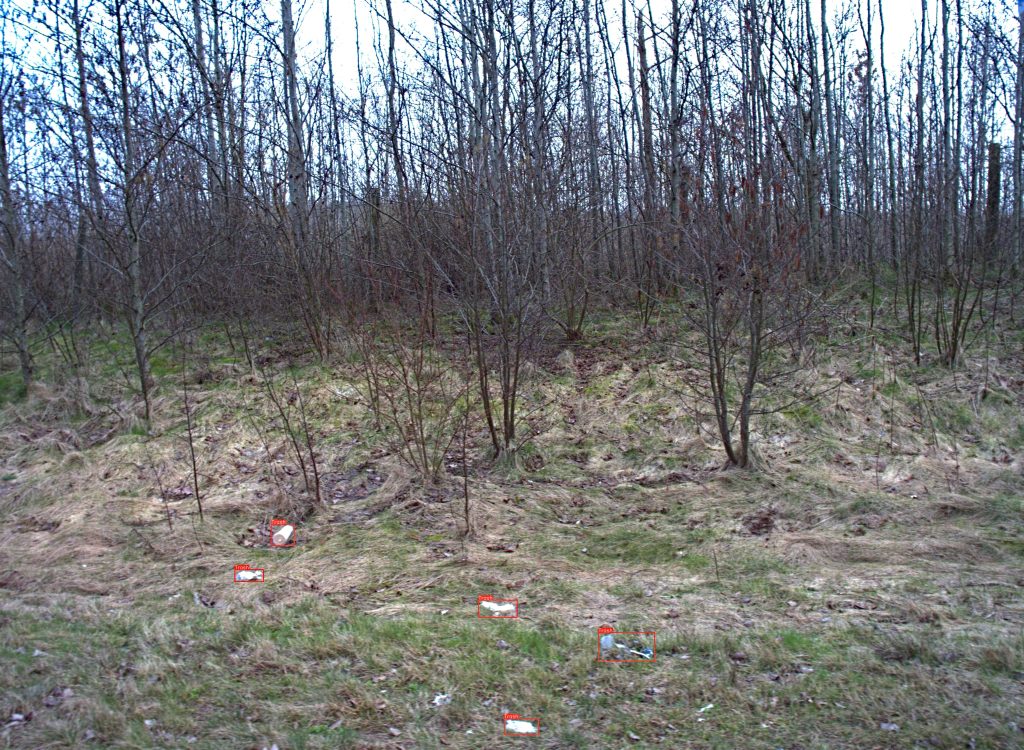 Roadside frame with detected objects marked