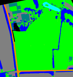 Orthophoto of field with colours showing ground truth landmarks (thumbnail)